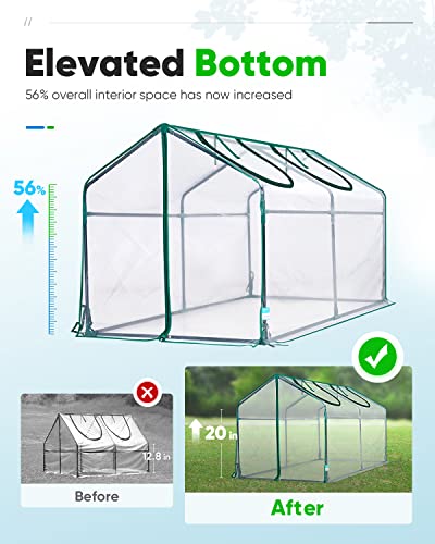 Quictent Portable Mini Cloche Greenhouse w/ Elevated Bottom, Reinforced High Light Transmission Waterproof UV-Resistant Hot House for Indoor Outdoor, w/ 50 T-Shaped Plant Tag, 71" x 36" x 36" (Clear)