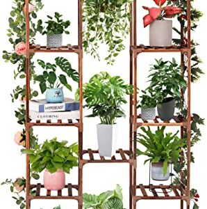 XXXFLOWER Plant Stand Indoor Outdoor 13 Tiers Wood Plant Shelf for Multiple Plants ，Large Plant Rack for Window Garden Balcony Patio Porch Living Room