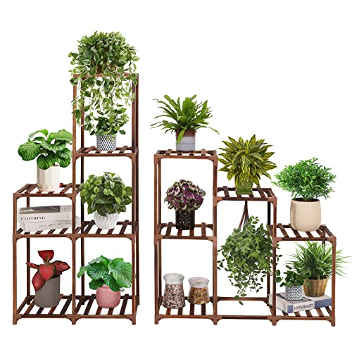 XXXFLOWER Plant Stand Indoor Outdoor 13 Tiers Wood Plant Shelf for Multiple Plants ，Large Plant Rack for Window Garden Balcony Patio Porch Living Room