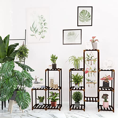 XXXFLOWER Plant Stand Indoor Outdoor 13 Tiers Wood Plant Shelf for Multiple Plants ，Large Plant Rack for Window Garden Balcony Patio Porch Living Room