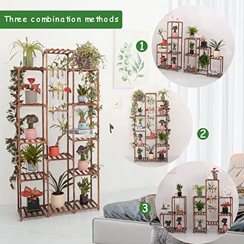 XXXFLOWER Plant Stand Indoor Outdoor 13 Tiers Wood Plant Shelf for Multiple Plants ，Large Plant Rack for Window Garden Balcony Patio Porch Living Room