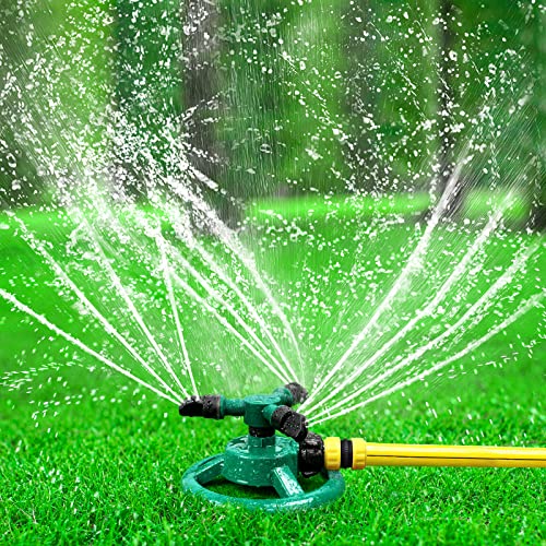 GOLDFLOWER Garden Sprinkler, Adjustable 360 Degree Rotation Lawn Sprinkler, Large Area Coverage, Multipurpose Yard Sprinklers for Plant Irrigation and Kids Playing