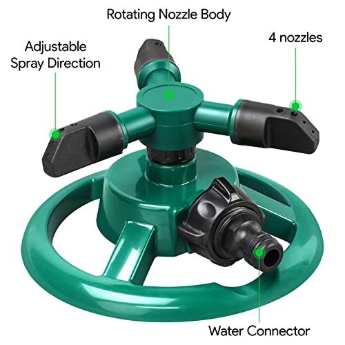 GOLDFLOWER Garden Sprinkler, Adjustable 360 Degree Rotation Lawn Sprinkler, Large Area Coverage, Multipurpose Yard Sprinklers for Plant Irrigation and Kids Playing