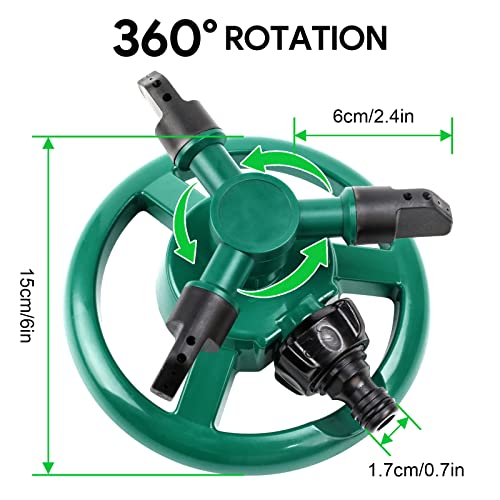 GOLDFLOWER Garden Sprinkler, Adjustable 360 Degree Rotation Lawn Sprinkler, Large Area Coverage, Multipurpose Yard Sprinklers for Plant Irrigation and Kids Playing