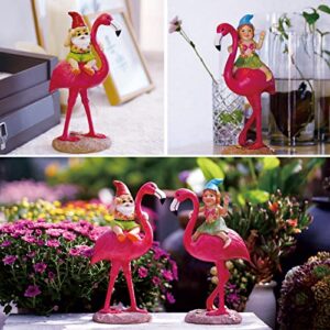 Goodeco Gnome and Flamingo Garden Statue Gifts - Mom Gifts,Flamingo Gifts for Women,Pink Flamingo Figurines Home/Garden Decor,Gift Ideal for Parents 6"×11”(Male)