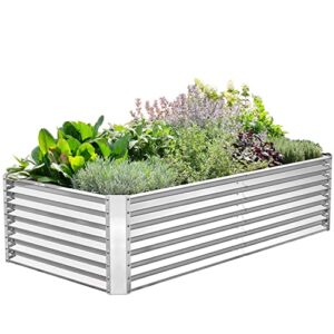 frizione 8x4x2ft galvanized metal raised garden bed for vegetables, outdoor garden raised planter box, backyard patio planter raised beds for flowers, herbs, fruits