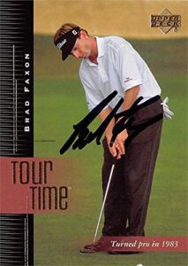 autograph warehouse 598164 brad faxon autographed golf card – pga tour, furman university, sc – 2001 upper deck tour time no.181