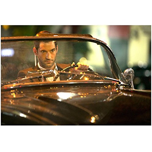 Lucifer (TV Series 2015 - ) 8 inch by 10 inch PHOTOGRAPH Tom Ellis at Wheel of Black Convertible kn