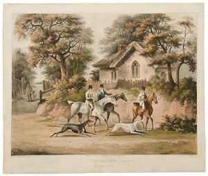 [set of four] coursing. plate i. going out; plate ii. finding; plate iii. the hare’s last effort; plate iv. the death