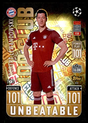 2021-22 Topps Match Attax UEFA Champions League #459 Robert Lewandowski FC Bayern Munchen 100 Foil Official UCL Soccer Trading Card in Raw (NM or Better) Condition