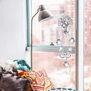 H&D HYALINE & DORA Garden Hanging Crystal Suncatchers Rainbow Makers with Crystal Ball Prisms and Metal Tree of Life for Garden Outdoor Home Kids Room Window