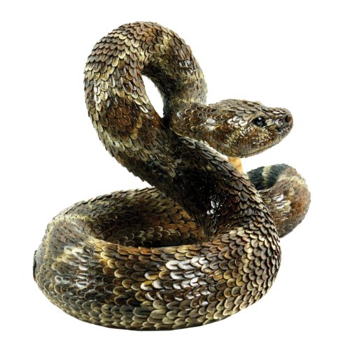 Michael Carr Designs Western Diamondback Rattlesnake L - Outdoor Snake Figurine for gardens, patios and lawns (80057),Brown