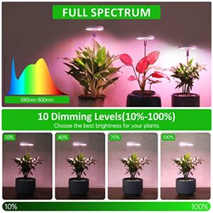 ROMSTO Grow Lights for Indoor Plants, LED Full Spectrum Plant Light for Indoor Plants, Height Adjustable Grow Light with 10 Dimmable Brightness, 8/12/16H On/Off Timer, Ideal for Small Plants, 2 Packs