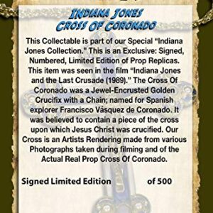 Indiana Jones, Cross of Coronado, Solid Metal, Gold, Real Prop Replica, Acrylic Display Plaque, Signed, Numbered, Limited Edition