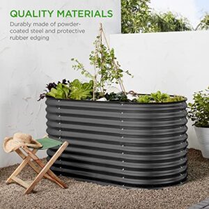 Best Choice Products 63in Oval Metal Raised Garden Bed, Customizable Outdoor Deep Root Backyard Planter, Stackable Design for Gardening, Vegetables, Flowers, Herbs w/ 275 Gallon Capacity - Dark Gray