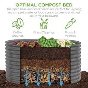 Best Choice Products 63in Oval Metal Raised Garden Bed, Customizable Outdoor Deep Root Backyard Planter, Stackable Design for Gardening, Vegetables, Flowers, Herbs w/ 275 Gallon Capacity - Dark Gray