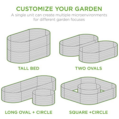 Best Choice Products 63in Oval Metal Raised Garden Bed, Customizable Outdoor Deep Root Backyard Planter, Stackable Design for Gardening, Vegetables, Flowers, Herbs w/ 275 Gallon Capacity - Dark Gray