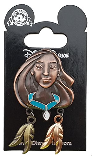 Disney Pin - Bronze Pocahontas Head with Feather Dangles