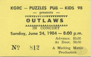 outlaws 1984 unused concert ticket hughie thomasson