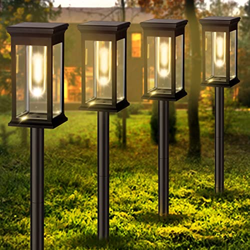 MGKZ Solar Pathway Lights Outdoor, 6 Pack Rectangle Design Super Bright Solar Outdoor Lights IP65 Waterproof Auto On/Off, 10 Hrs Long Lasting Solar Landscape LED Lights for Walkway Garden Driveway