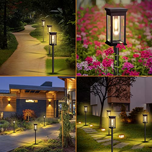 MGKZ Solar Pathway Lights Outdoor, 6 Pack Rectangle Design Super Bright Solar Outdoor Lights IP65 Waterproof Auto On/Off, 10 Hrs Long Lasting Solar Landscape LED Lights for Walkway Garden Driveway