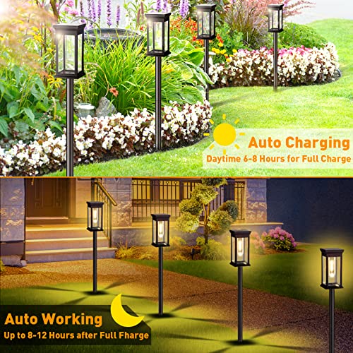 MGKZ Solar Pathway Lights Outdoor, 6 Pack Rectangle Design Super Bright Solar Outdoor Lights IP65 Waterproof Auto On/Off, 10 Hrs Long Lasting Solar Landscape LED Lights for Walkway Garden Driveway