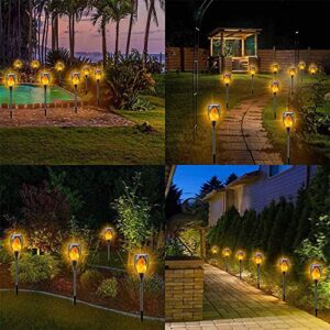 SANJICHA Upgraded 6 Pack Super Larger Size Solar Flame Torch Extra Bright Solar Lights Outdoor Decorative with Flickering Flame, Solar Outdoor Lights for Garden Pathway Party, Auto On and Off