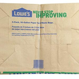 Lowe's 30 Gallon Heavy Duty Brown Paper Lawn and Refuse Bags for Home and Garden (10 Count), Large (LOWESLL)