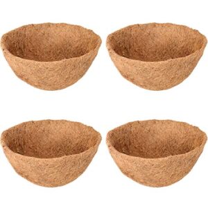 halatool 4 pcs 10 inch round coco liners hanging basket 100% natural replacement coconut fiber liner for garden flower pot vegetables herbs