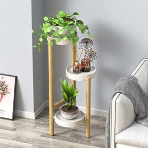 Wisuce Bamboo Plant Stands Indoor, 3 Tier Tall Corner Plant Stand Holder & Plant Display Rack for Outdoor Garden Indoor Home (3 Tier -1)