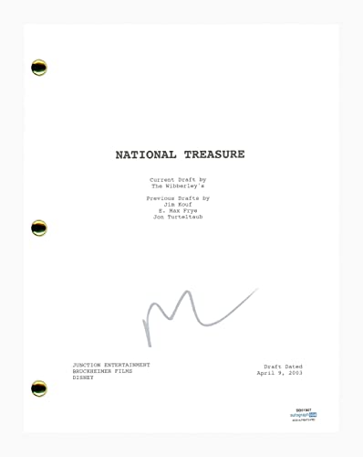 Nicolas Cage Signed Autograph National Treasure Movie Script Screenplay ACOA COA