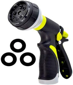 garden hose nozzle | hose spray nozzle | water nozzle water hose nozzle sprayer | 8 adjustable watering patterns, slip and shock resistant for watering plants, cleaning, car wash and showering pets