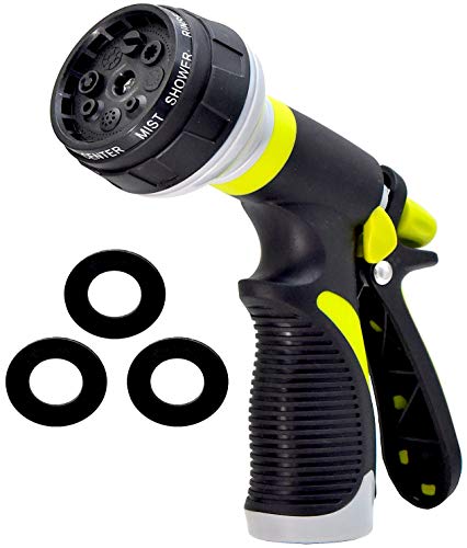 Garden Hose Nozzle | Hose Spray Nozzle | Water Nozzle Water Hose Nozzle Sprayer | 8 Adjustable Watering Patterns, Slip and Shock Resistant for Watering Plants, Cleaning, Car Wash and Showering Pets