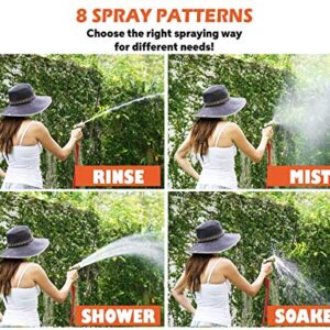 Garden Hose Nozzle | Hose Spray Nozzle | Water Nozzle Water Hose Nozzle Sprayer | 8 Adjustable Watering Patterns, Slip and Shock Resistant for Watering Plants, Cleaning, Car Wash and Showering Pets