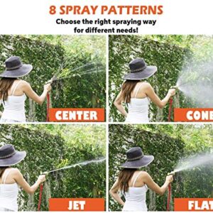 Garden Hose Nozzle | Hose Spray Nozzle | Water Nozzle Water Hose Nozzle Sprayer | 8 Adjustable Watering Patterns, Slip and Shock Resistant for Watering Plants, Cleaning, Car Wash and Showering Pets