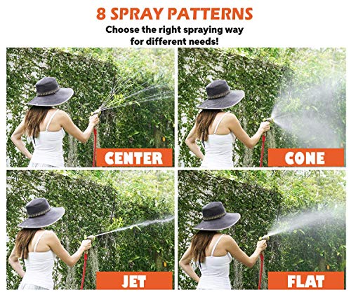 Garden Hose Nozzle | Hose Spray Nozzle | Water Nozzle Water Hose Nozzle Sprayer | 8 Adjustable Watering Patterns, Slip and Shock Resistant for Watering Plants, Cleaning, Car Wash and Showering Pets