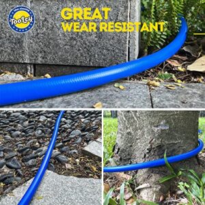 TOOLCY Garden Hose 50 ft, Durable 5/8 inch Garden Hose, Water Hose with 3/4 inch Solid Brass Male & Female Fitting, All-weather, Burst 300 PSI, Blue