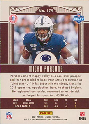 2021 Panini Legacy #179 Micah Parsons Penn State Nittany Lions Rookie Football Card