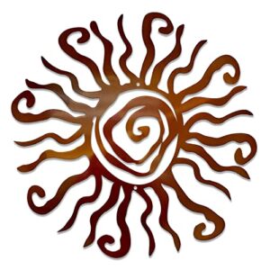 riverside designs wacky sun metal wall art outdoor decor – 12 inches rust proof wall sculpture – ideal for garden, home, farmhouse, patio and bedroom – made in usa (12″, copper)