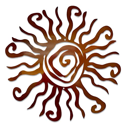 Riverside Designs Wacky Sun Metal Wall Art Outdoor Decor - 12 Inches Rust Proof Wall Sculpture - Ideal for Garden, Home, Farmhouse, Patio and Bedroom - Made in USA (12", Copper)