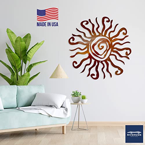 Riverside Designs Wacky Sun Metal Wall Art Outdoor Decor - 12 Inches Rust Proof Wall Sculpture - Ideal for Garden, Home, Farmhouse, Patio and Bedroom - Made in USA (12", Copper)