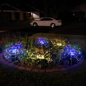 Solar Garden Lights Solar Firework Lights Upgraded 120 LED Solar Lights Outdoor Waterproof with 2 Lighting Modes Twinkling and Steady-ON for Garden, Patio, Yard, Flowerbed, Parties (Colorful)