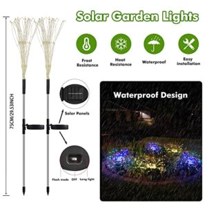 Solar Garden Lights Solar Firework Lights Upgraded 120 LED Solar Lights Outdoor Waterproof with 2 Lighting Modes Twinkling and Steady-ON for Garden, Patio, Yard, Flowerbed, Parties (Colorful)