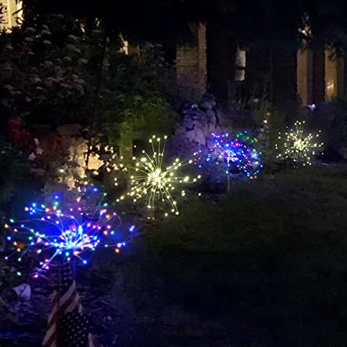 Solar Garden Lights Solar Firework Lights Upgraded 120 LED Solar Lights Outdoor Waterproof with 2 Lighting Modes Twinkling and Steady-ON for Garden, Patio, Yard, Flowerbed, Parties (Colorful)