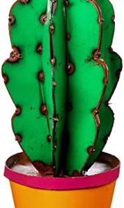 Rustic Arrow Cactus in Pot w/Flower Garden Art,Multicolor