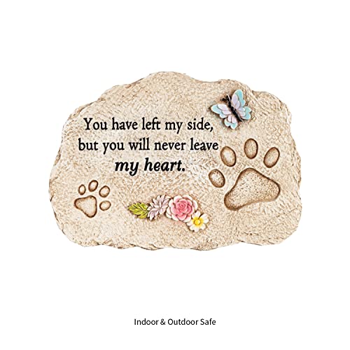 Evergreen Pet Memorial Stones | You Will Never Leave My Heart | 11.5 inches Wide | Remembrance Décor for Homes, Lawn and Garden Gift | Loss of Dog or Cat | Outdoor or Indoor