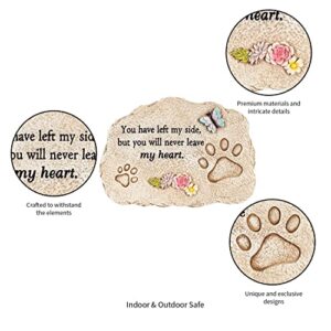 Evergreen Pet Memorial Stones | You Will Never Leave My Heart | 11.5 inches Wide | Remembrance Décor for Homes, Lawn and Garden Gift | Loss of Dog or Cat | Outdoor or Indoor