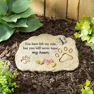 Evergreen Pet Memorial Stones | You Will Never Leave My Heart | 11.5 inches Wide | Remembrance Décor for Homes, Lawn and Garden Gift | Loss of Dog or Cat | Outdoor or Indoor