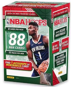 2019/20 panini hoops nba basketball winter/holiday blaster box (88 cards incl. one memorabilia or autograph card)