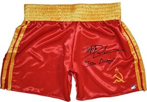 dolph lundgren “ivan drago” signed rocky iv boxing trunks